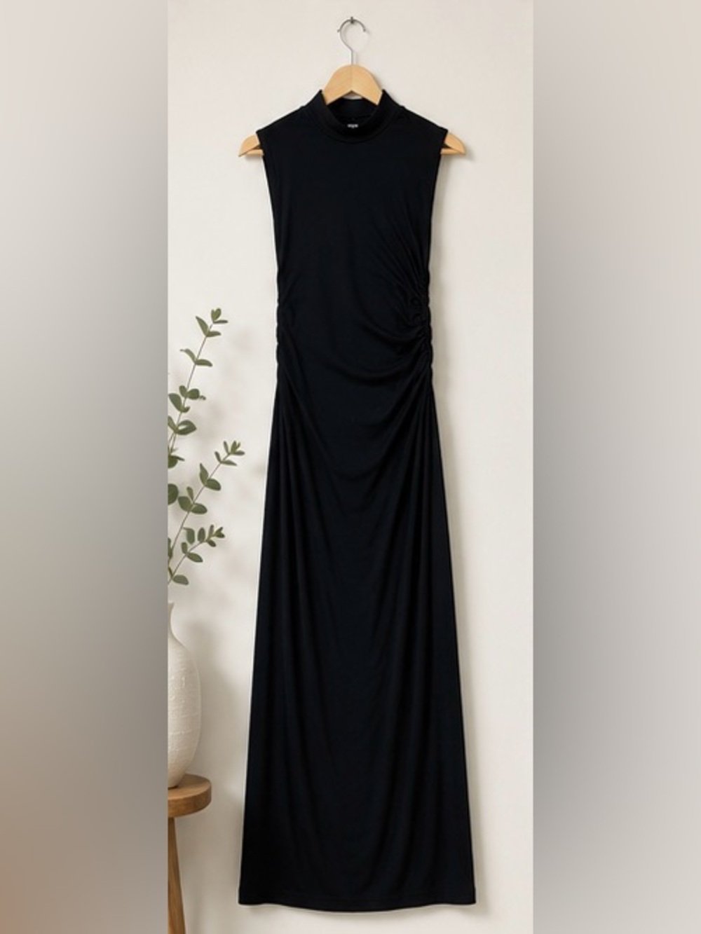 A New Day Black Ruched Mock Neck Maxi Dress - Picture 2 of 6